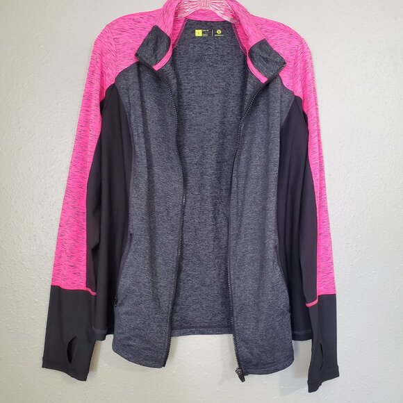 EUC Xersion Athletic Zip-up Jacket Black/Grey/Pink Workout Women's Large - Picture 4 of 11